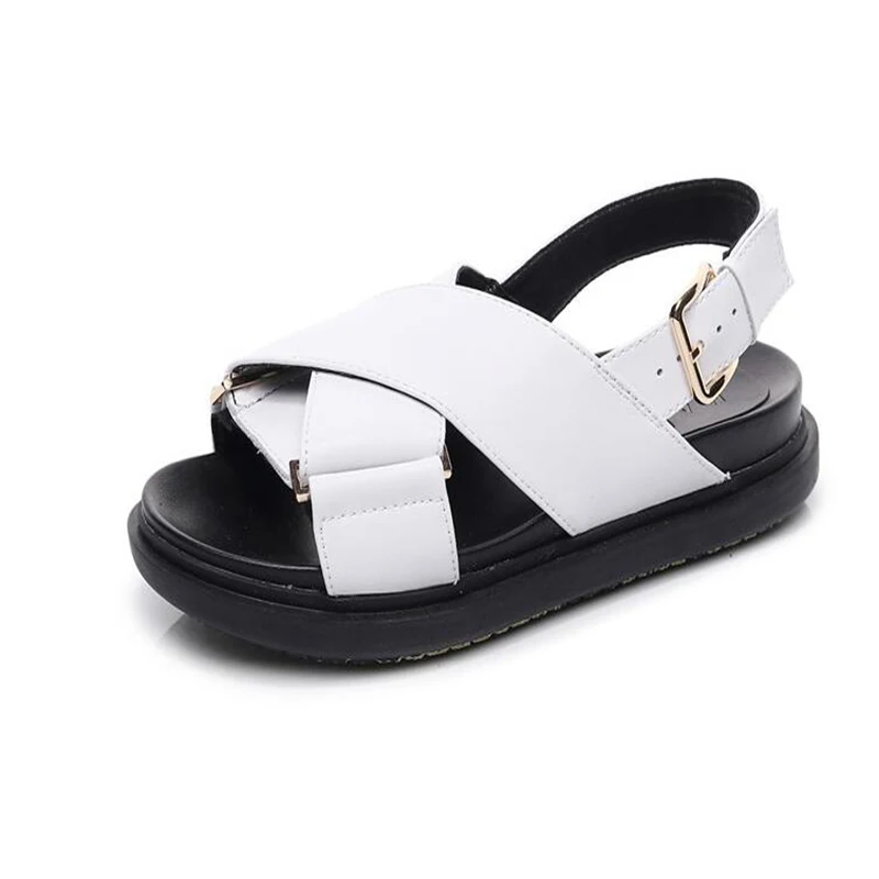 Женские сандалии гладиаторы из натуральной кожи на толстой платформе|Боссоножки