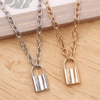 chicvie fashion lock chain pendantsnecklaces for women hip hop silver padlock necklace punk stainless steel necklaces sne190303