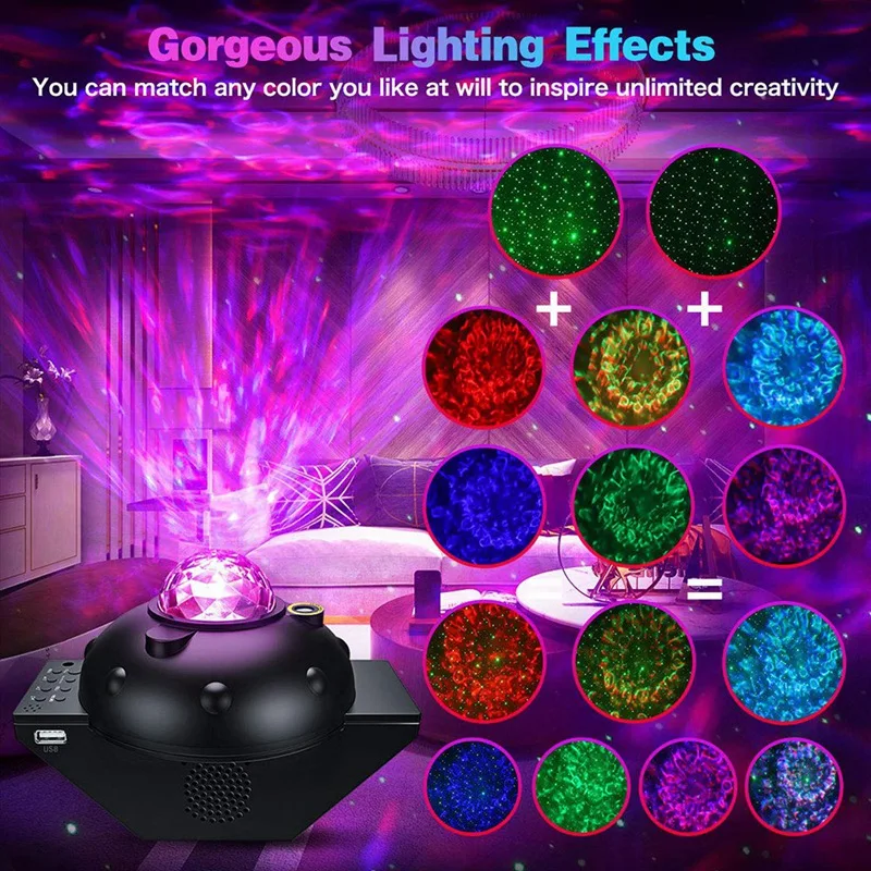 

Star Night Light Projector, Galaxy Led Light Projector for Kid Adult Ceiling Bedroom Star Music with Bluetooth