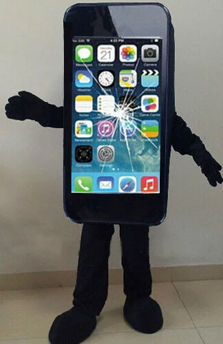

Black Mobile Phone Mascot Costume Plush Cosplay Suit for Advertising Celebration Event Fancy Party Dress-up Outfit Adult Size