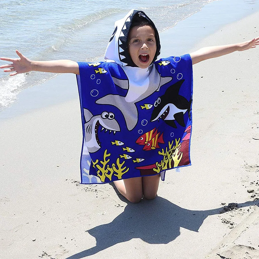 

Beach Poncho for The Beach Towels Baby Towel with Hood Bathrobe Terry Cotton Baby Poncho Surf Child Cartoon Cotton Hooded Towel