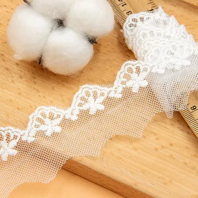 2 ярда хлопковая кружевная бейка с вышивкой белого и бежевого цветов