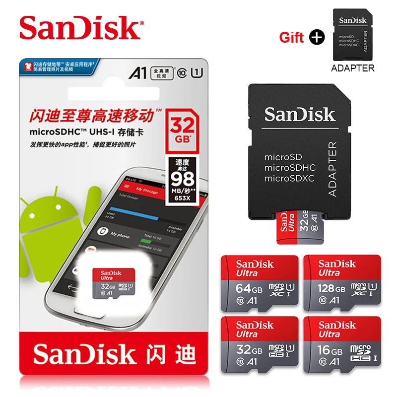 SanDisk MicroSD карта класс 10 16 ГБ 32 ГБ карта памяти 64 Гб 128 ГБ TF Карта картао де карты памяти карта для смартфонов и планшетов