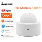 Смарт-датчик движения Aubess Zigbee Tuya, беспроводной инфракрасный мини-датчик движения, аварийное оповещение, работа с шлюзом Zigbee