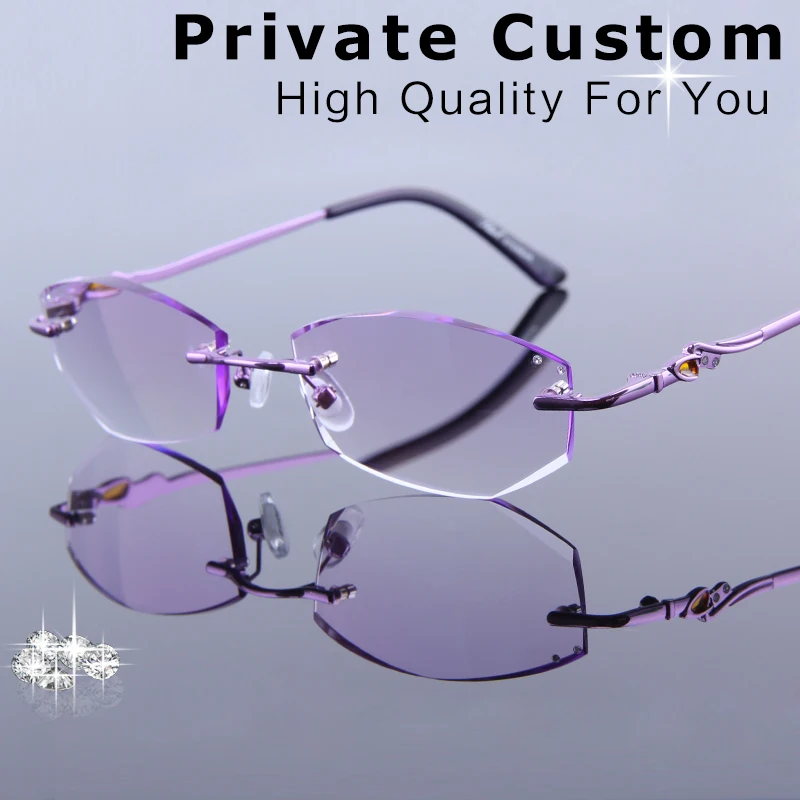 Очки по рецепту без оправы женские очки с фиолетовой оправой оптические для