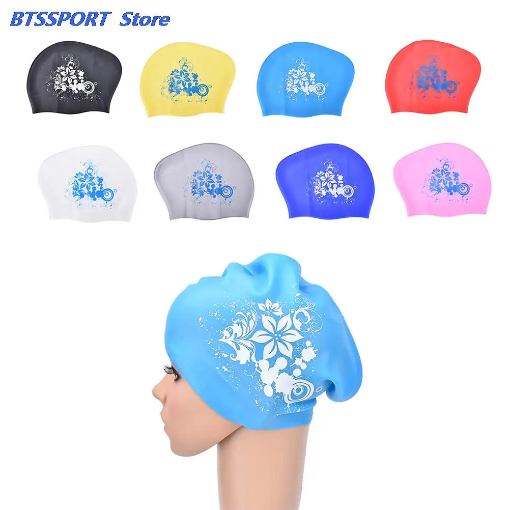 Силиконовая шапочка для плавания с длинными волосами женские водонепроницаемые