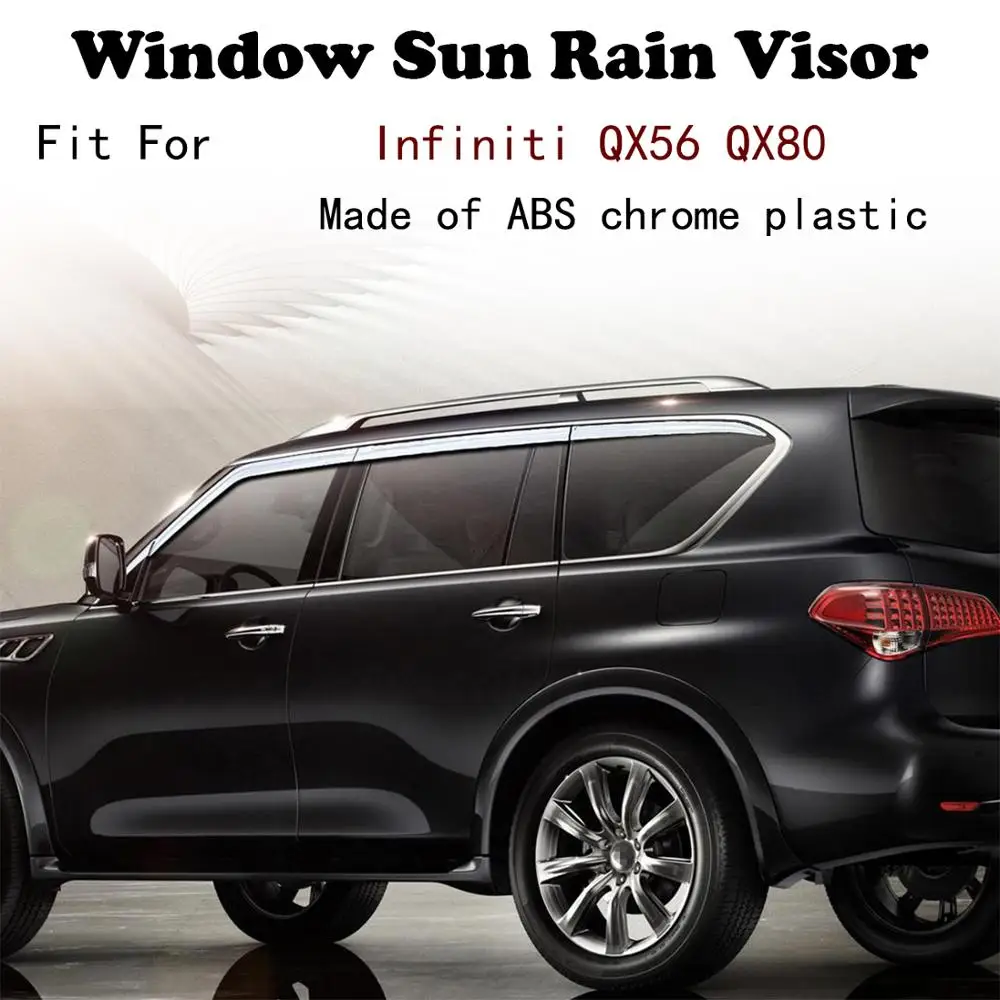 

ABS Chrome plastic Window Visor Vent Shades Sun Rain Guard car accessories For Infiniti QX56 2010-2014/QX80 2015-2020