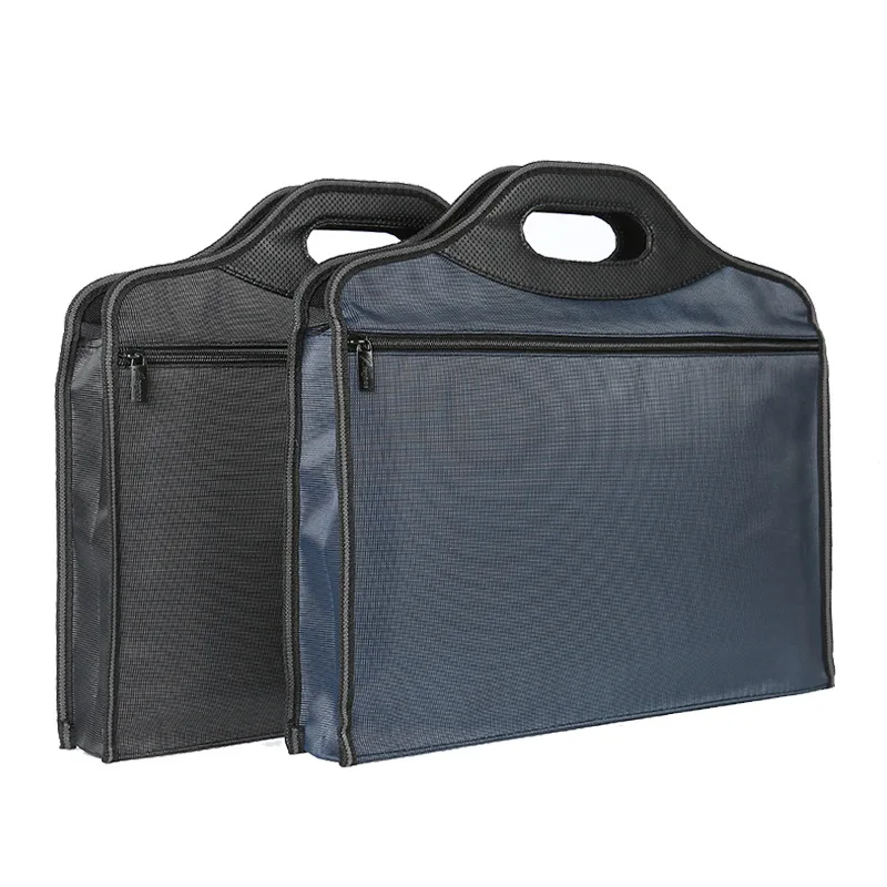 Waterproof Business Briefcase A4 Document Storage Bag Men's Large Capacity Workbag Office Travel Cell Phone Card Organize Tote