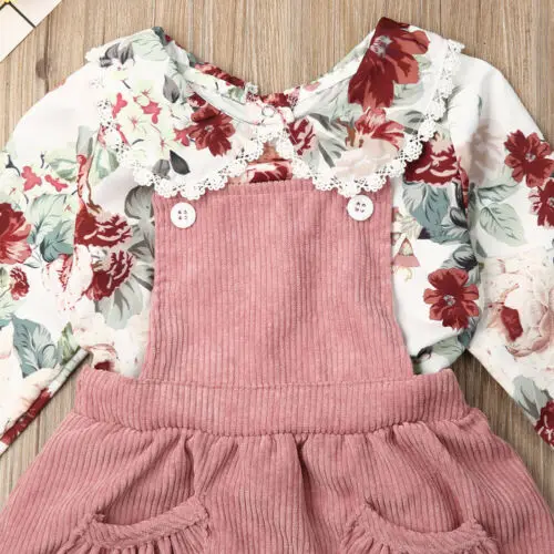 Модная осенняя одежда для малышей топы с длинными рукавами и цветочным принтом