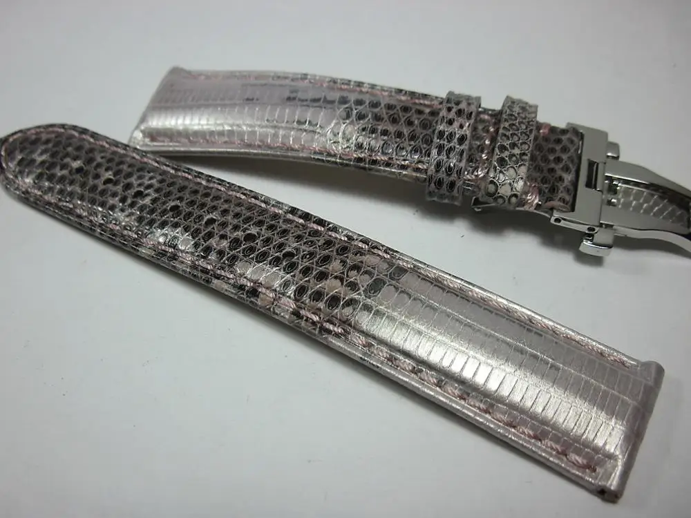 Браслет ручной работы из натуральной кожи 18 мм 20 серебристый розовый|Ремешки для