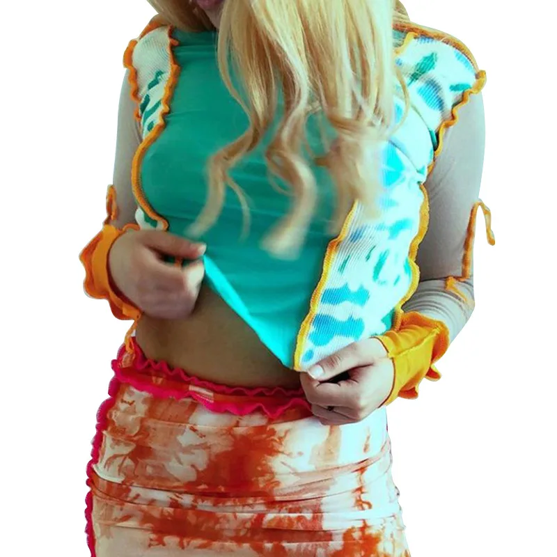 

New Autumn / Winter 2020 Turtle Neck Shirt Women's Long Sleeve Camouflage Printing Fashion Patchwork Slim Fit Blouse En*