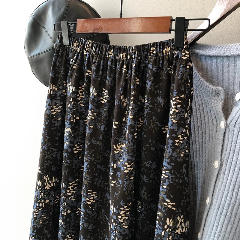 Женская шифоновая юбка с цветочным принтом Повседневная трапециевидная длинная