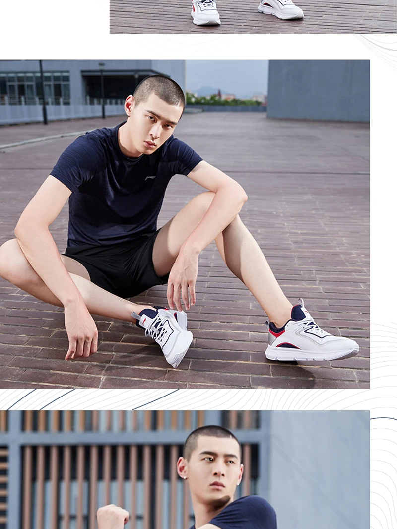 Li-Ning, мужские спортивные футболки для бега, 52.6% нейлон, 47.4% полиэстер, обычная посадка, комфортная подкладка, спортивные футболки ATSP261 MTS3101
