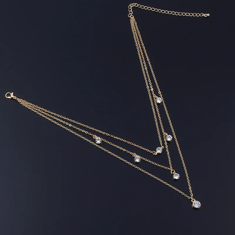 Женское многослойное ожерелье с кристаллами | Украшения и аксессуары