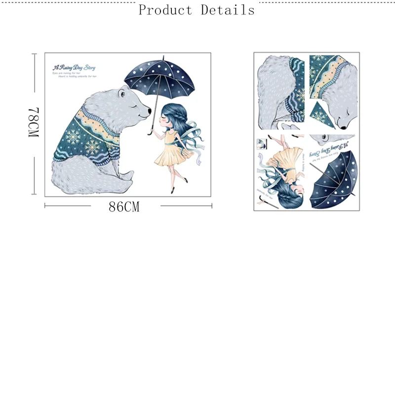 Настенные стикеры в спальню с изображением медведя и девушки обои креативная