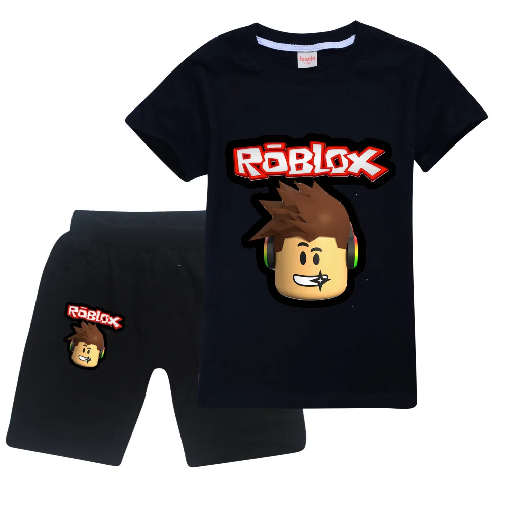 

2021Robloxing Anime Toddler Boy Clothes Summer Cotton Short Sleeve T Shirt + Shorts Creeper Cosplay Costume Girls Tops Pants Set
