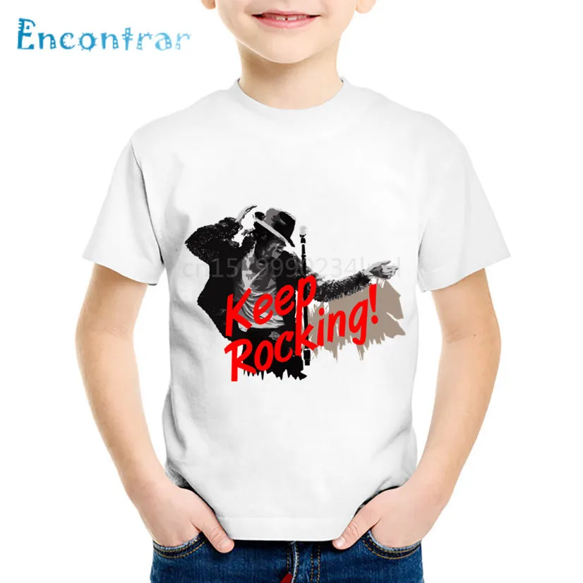 Детская модная Майкл Джексон Рок н ролл крутая футболка детские летние топы для