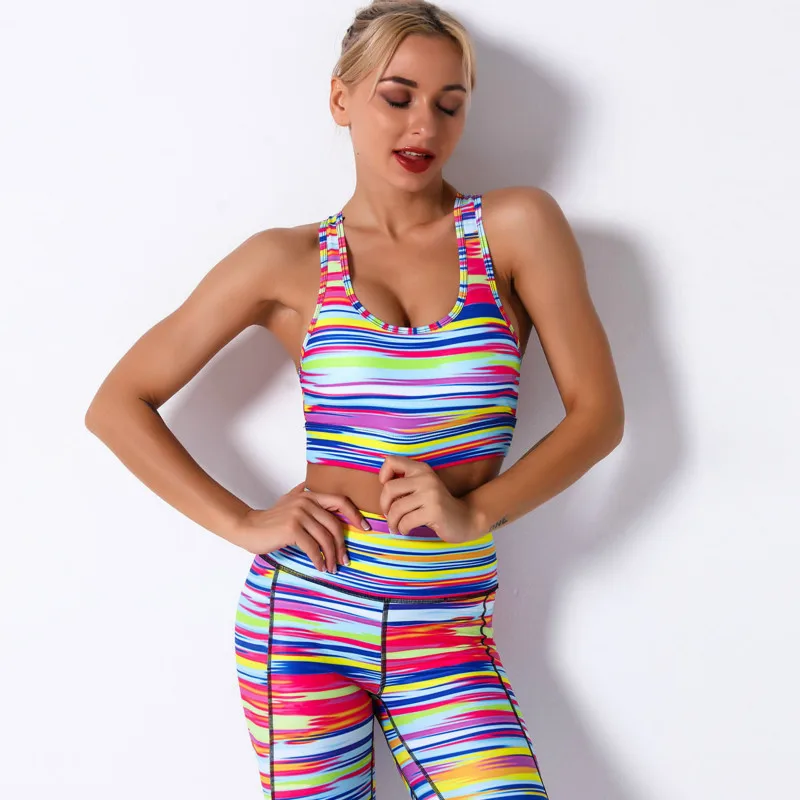 

Popular Beauty Back Sports Underwear Ladies Summer Print Fitness Bras Quick-Drying Sports Bra Yoga Vest Running Crop Top Women