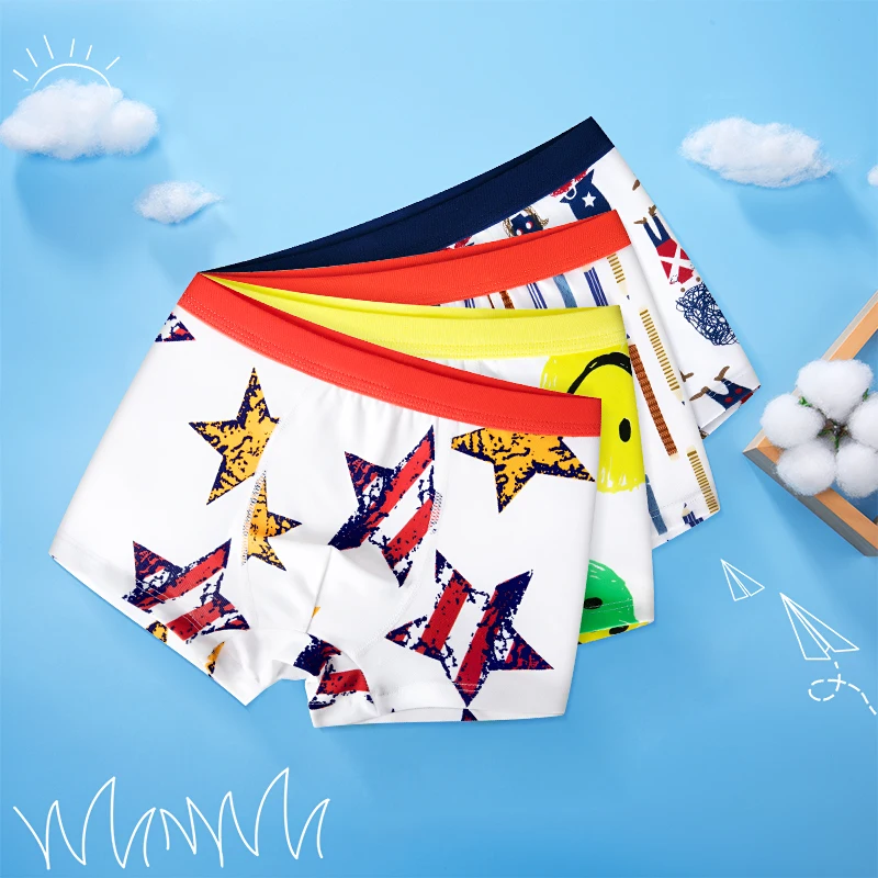 Детское нижнее белье хлопковые трусы для мальчиков боксеры с мультяшным принтом