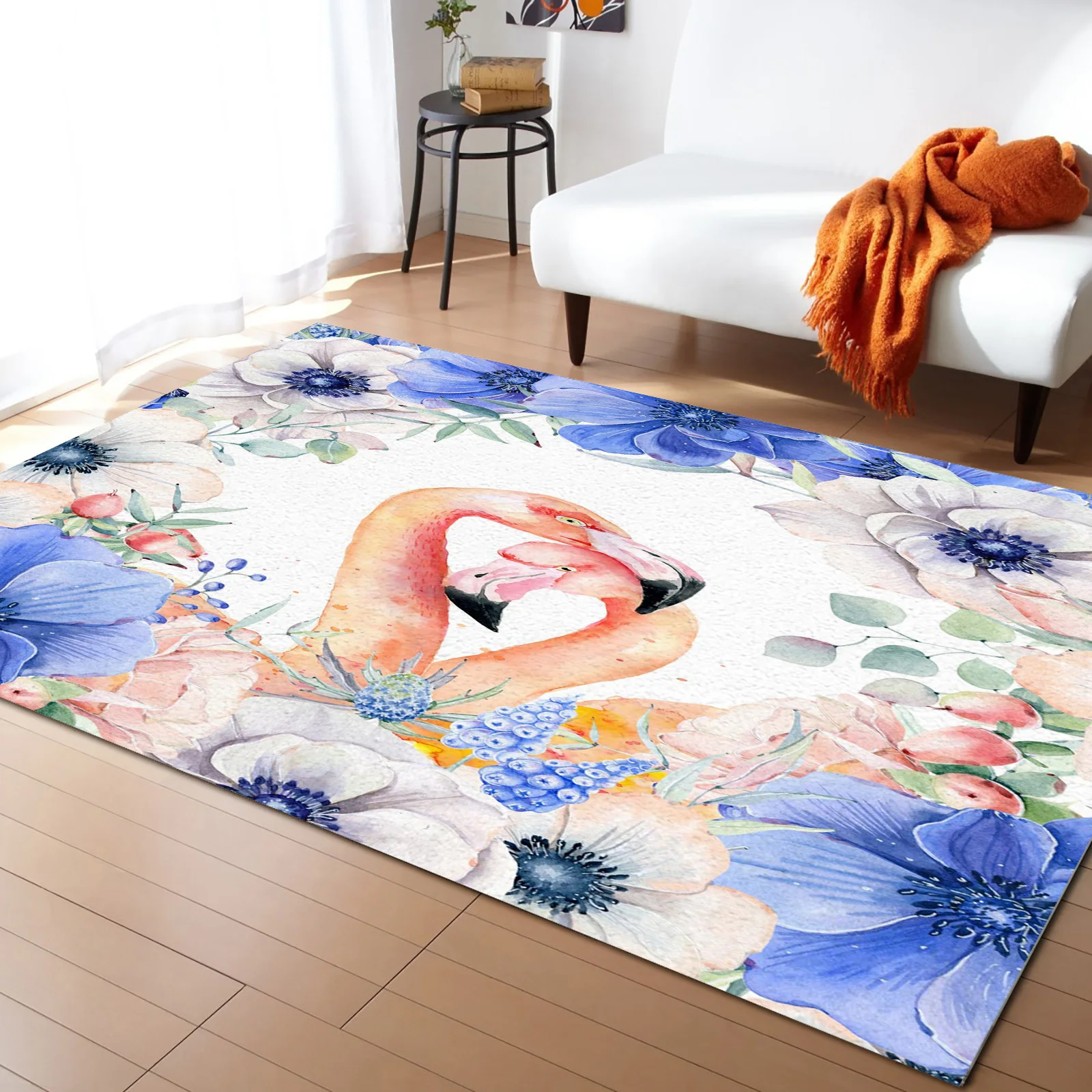 

Flamingo Purple Flowers Leaves Carpets for Bedroom Home Decor Carpets Kawaii Rugs and Carpets for Home Living Room Outdoor Rug