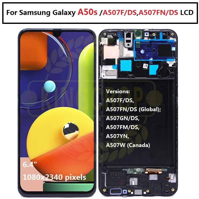 ЖК дисплей для Samsung Galaxy A50S A507 A507FN/DS A507F/DS сенсорный экран с дигитайзером и рамкой в