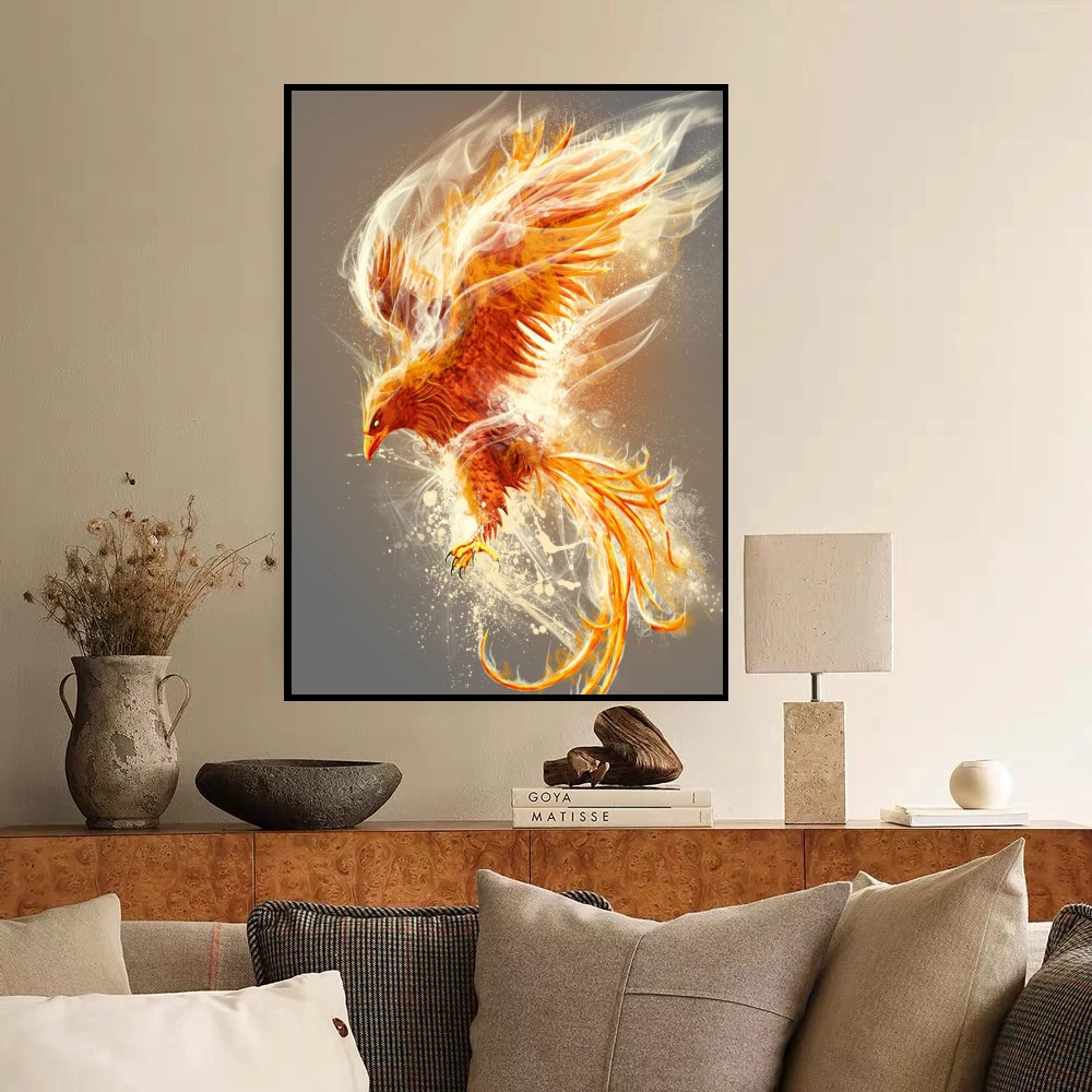 Огонь феникс на стену для домашнего декора анималистический настенный