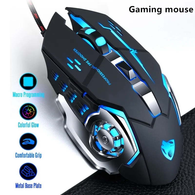 

Profession Gamer Gaming Mouse 8D 3200DPI Adjustable Wired Optical 7 Color LED Computer Mice USB Cable Silent Mouse for laptop PC