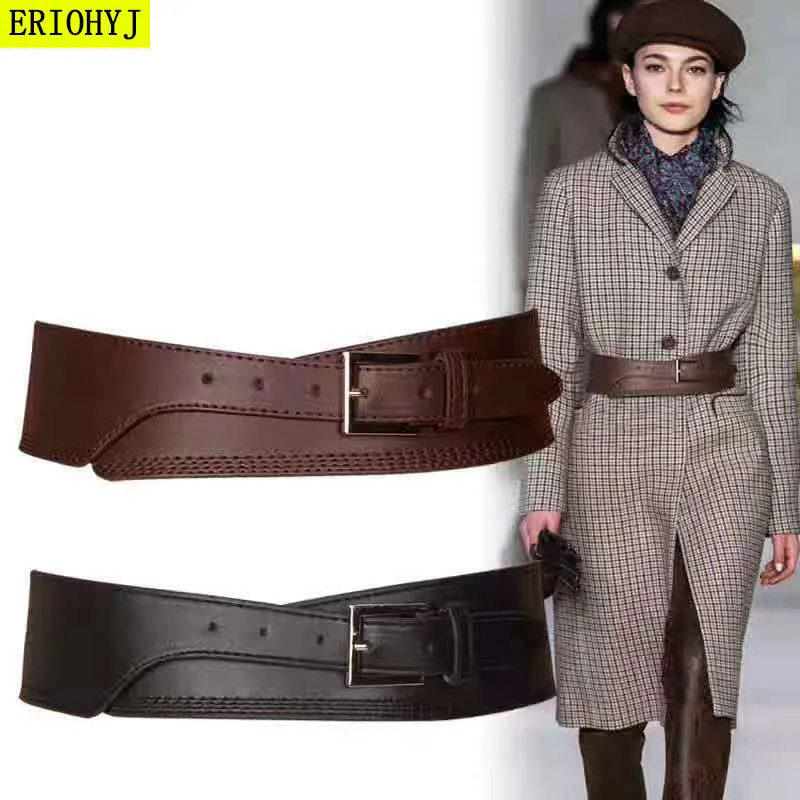 

Fashion Spring Autumn Women Lady Fashion Color Soft Pu Leather Wide Belt Self Tie Wrap Waist Mujer Dress Pants pasek damski