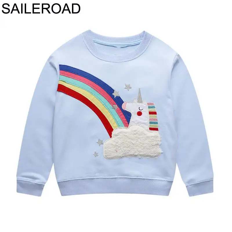 3084 same picture SAILEROAD Животные Овцы Вышивают Девочек Толстовки для Детской Одежды 2-7 Лет Дети Толстовки Хлопок Детские Топы Одежда - Цвет: 3084 same picture