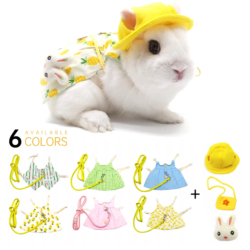 

Cute Bunny Vest Harness Outdoor Leash Set Rabbit Clothing Suit Button Decor Small Pet Kitten Small Animal Clothes Animal Walking