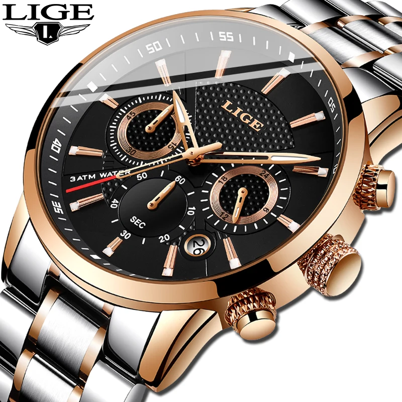 LIGE 2018 часы мужские модные спортивные кварцевые наручные брендовые Роскошные