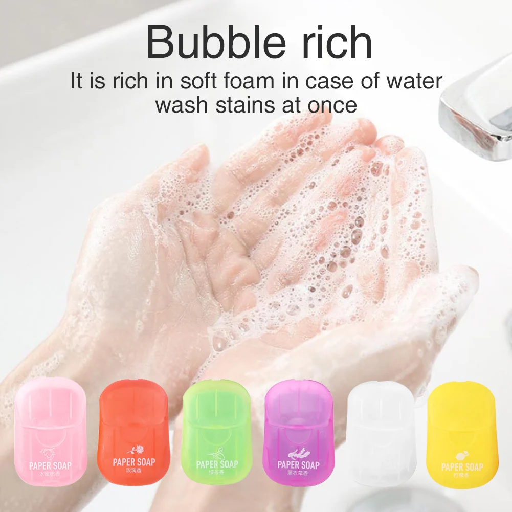 

120pcs Outdoor With Box Hiking Camping Travel Portable Skin Care Hand Washing Mini Disposable Flakes Soap Paper Sheets Scented