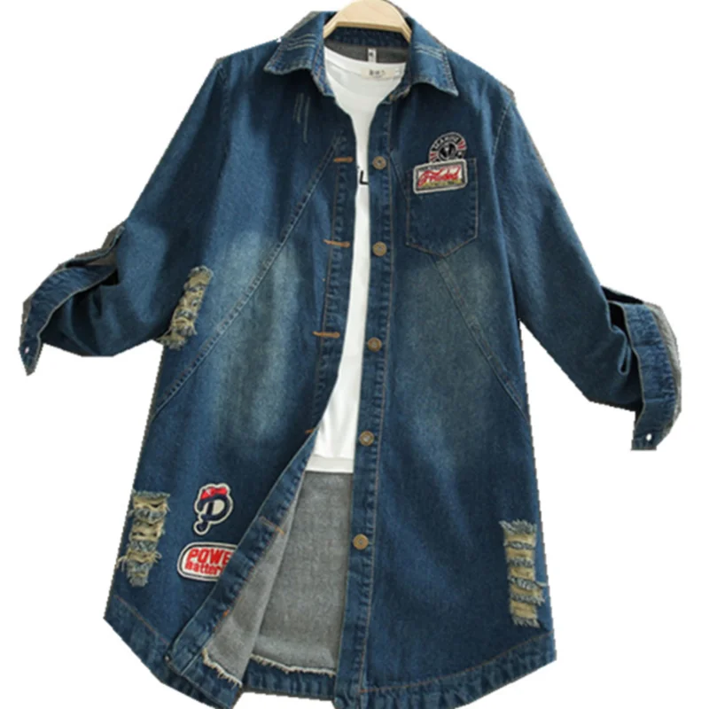 Куртка женская джинсовая с отложным воротником повседневная верхняя одежда из