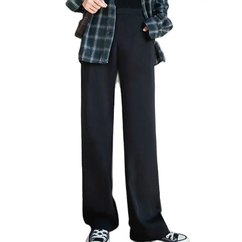 

Backstrom Women Casual Pants Length Large Size Loose Solid All-Match Wide Leg Trousers Female Harajuku High Waist Streetwear