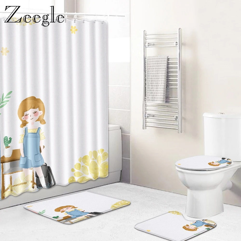 Современный набор из 4 ковриков для ванной Zeegle коврик туалета пола абсорбирующий