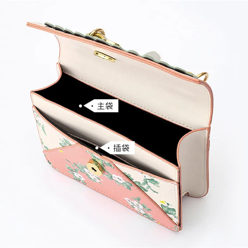 

French Print Women's Small Handbag 2021 New PU Leather Fashion Pink Shoulder Bag Quality Brand Luxury Flap Women's Messenger Bag