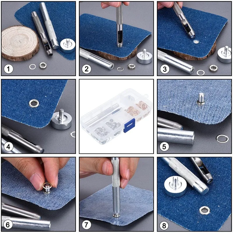 

100 Sets 1/4 Inch Grommet Kit Grommets Eyelets with 3 Pieces Install Tool Kit, 2 Colors