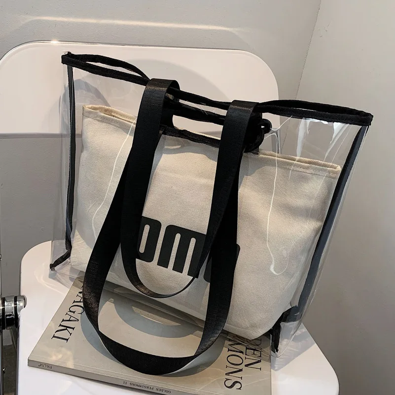 

Brand Designer Ladies One-shoulder Big Bag 2021New Trendy Fashion Female Bag Net Red Large-capacity Tote Transparent Bag Handbag