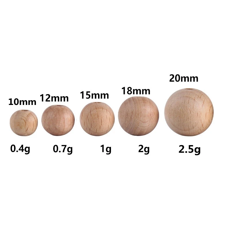 

100Pcs Wooden Teething Accessories 10-30mm Wooden Teether Chewable Round Beads DIY Craft Jewelry Ecofriendly Beech Beads