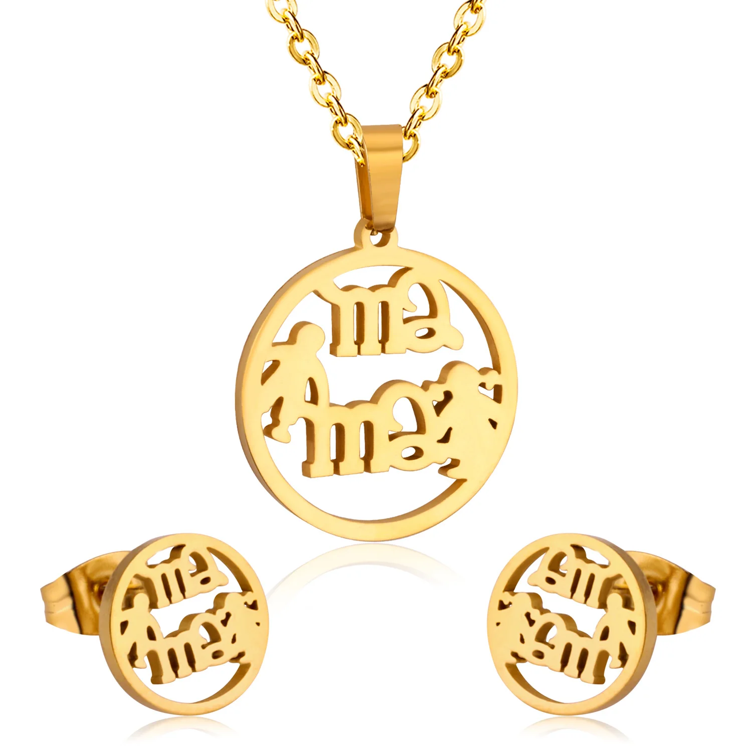 LUXUKISSKIDS ожерелье и серьги из нержавеющей стали с подвеской мама для женщин модные