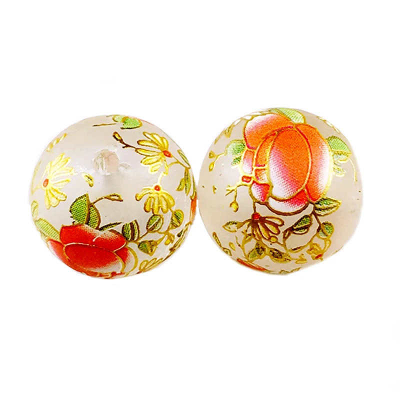 

Mixed color Frosted white Japan Painting Vintage Japanese Drawing Beads the bottom of color Flower Pattern 18mm 10 Pcs /lot