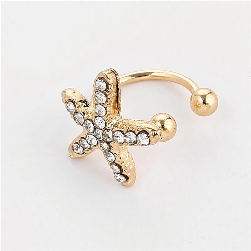 Женские серьги гвоздики с кристаллами в форме морской звезды|Серьги-гвоздики| |