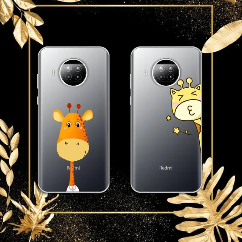 

Phone Case Transparent for Xiaomi mi Redmi note 10 t 8 9 pro lite 11 Samsung S 8 9 10 20 Cute Cartoon Giraffe lovely