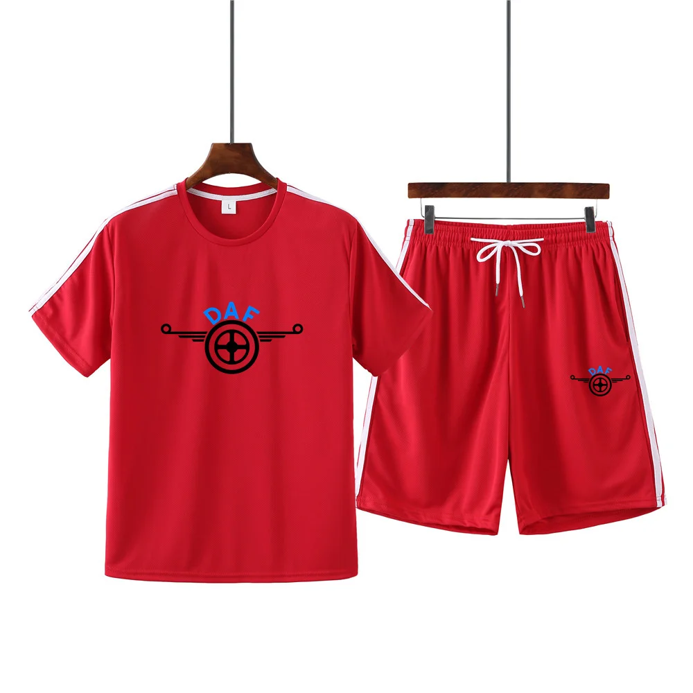 

Мужской летний костюм с принтом DAF MA32, короткий рукав и повседневные шорты, спортивный костюм для бега