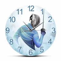fencing modern design wall clock fencer home decor timepieces combat sports wall art swordsmanship escrime silent swept clock