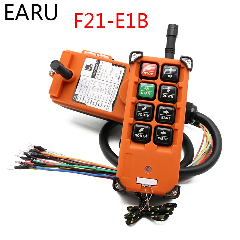 F21-E1B F21-E1B 2S E2B-8 AC 220V 110V 380V 36V DC 12V 24V Беспроводной промышленный пульт дистанционного управления Переключатели управление подъемного крана подъемный кран - Цвет: F21-E1B