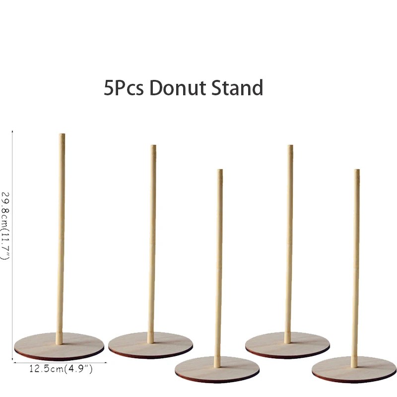 1set wood stand x5 Пончик акриловая подставка деревянная пончик стены Дисплей доска для дни рождения и свадьбы Вечерние настольный декор в форме пончика вечерние поставки - Цвет: 1set wood stand x5