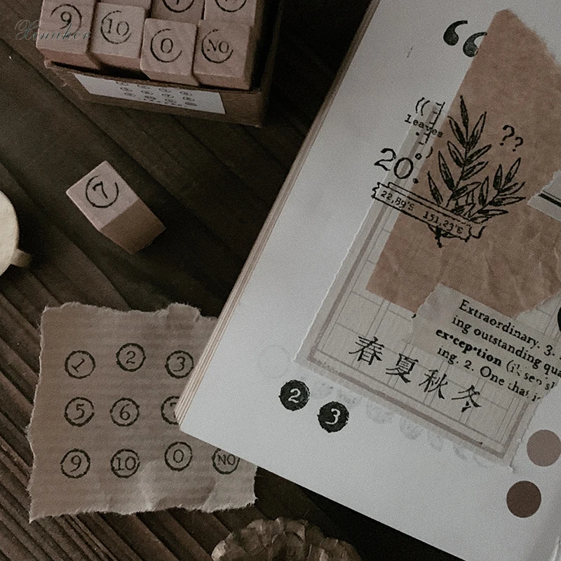 12 шт./компл. винтажный полый/твердый цифровой штамп DIY для скрапбукинга