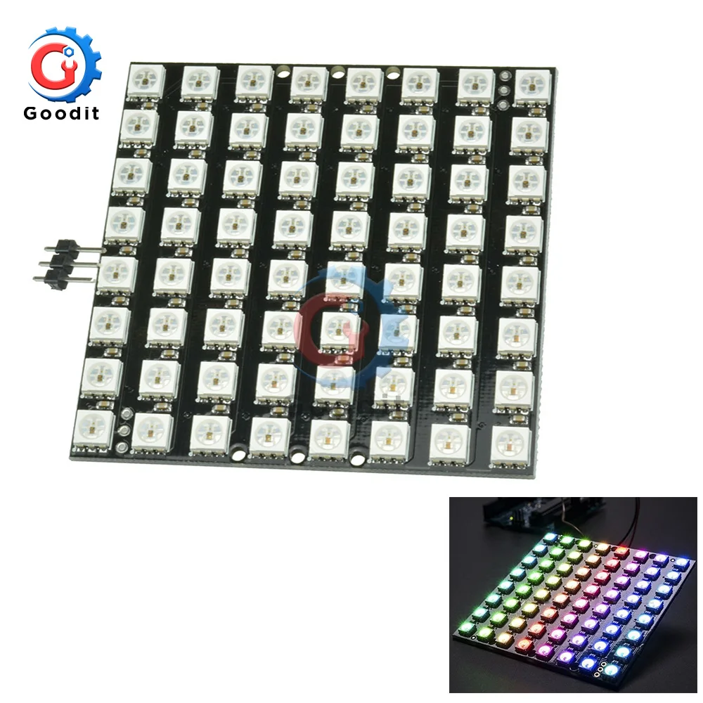 64 битная WS2812 Светодиодная 5050 RGB 8x8 бит светодиодная матрица для Arduino WS2812B 8*8