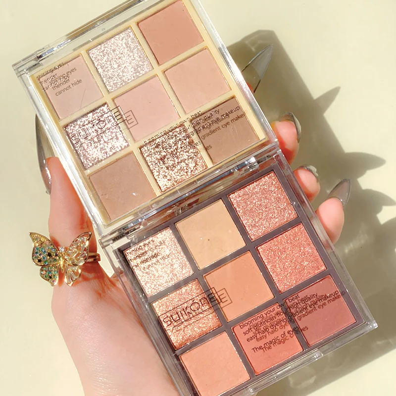 

Bright Nine-color Eyeshadow Pearly Matte Super Shimmering Daily Eyeshadow Gentle Earth Color Waterproof Eyeshadow Palette TSLM1